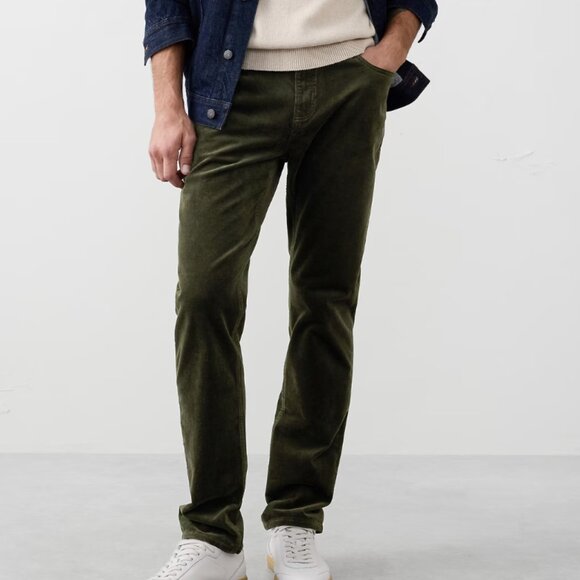 Men's Banana Republic Slim Travel Corduroy Pant 31x30 Dark Trees (Green) NWT